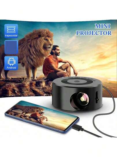 1pc HD Mini Portable Projector, Home Projector, Smartphone Screen Mirroring Compact Mini Projector For Kids Animation