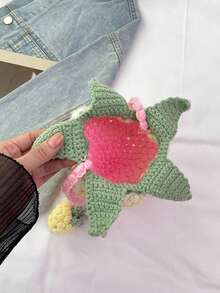 1 pieza Bolso bandolera hecho a mano con patrón de fresa tejido