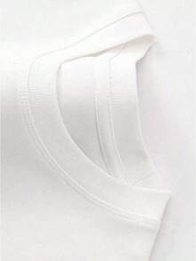 Men's Black Cotton T-Shirt, Modern Style - White - View 5