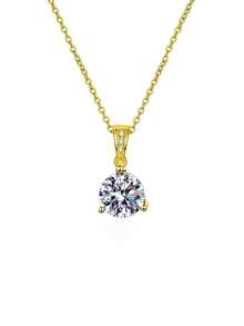 1pc Luxury 925 Sterling Silver 1 Carat 6.5mm Moissanite Necklace, Suitable For Women's Daily Wear, Party, Vacation, Valentine's Day, Mother's Day, Wedding Anniversary, Birthday, New Year Gift - XL0014M - View 3