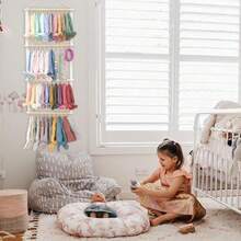 Oaoleer Baby Headband Holder Jewelry Organizer For Girls, 40 Hooks Baby Nylon Bows ​Hair Accessories Organizer Storage Wall Hanging Decor For Nursery Closet Room Door - 40鉤白色 - 查看 2