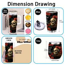 1pc 12oz/20oz/40oz Gothic Skull And Roses Tumbler With Lid And Straw, Winter Insulated Travel Mug, Gift For Women Men, Ideal For Christmas, Memorial, Christmas, Birthday Gift, Iced/Hot Coffee Cup For Office - 20盎司 - 查看 9