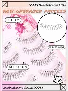 5 Pairs Cartoon Eyelashes, Natural Transparent False Eyelashes, Eyelash Extension, Curly & Soft, Beauty, Daily Makeup And Asian Makeup