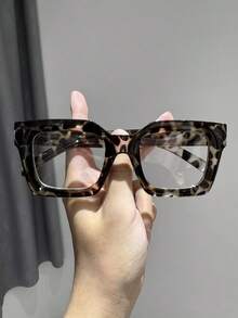1-5 Pairs Women's Plastic Wide-Rimmed Square Leopard Print Frame Clear Lens Fashion Glasses, Versatile Chic Transparent Eyewear Suitable For Street Photography, Driving, Daily Life, Holiday Gifts, Back To School, Futuristic Accessory - White - View 15