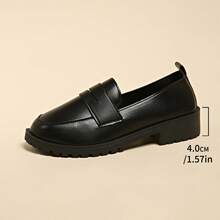 Giày lười đế dày, thoải mái, đa năng, không gây mỏi, phong cách Preppy School Office Home Casual Slip-On Loafers dành cho nữ - màu đen - Xem 8