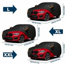 Black Car Cover With Zipper, Featuring Orange Reflective Strips, Easy To Install, Portable, Scratch-Resistant, Sun-Proof, Suitable For SUVs. - Black - View 7