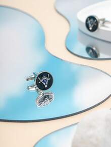 1 Pair Fashionable French Business Round Metal Stainless Steel Cufflinks, Suitable For Shirts, Great Gift For Friends On Holidays And Birthdays