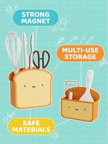 White & Yellow Magnetic Square Storage Boxes (Durable Plastic) - Magnetic, No Assembly, For Fridge/Wall, Stores Snacks/Kitchen Tools, Fits Freezer/Living Room - Multicolor - View 1