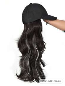 20 Inches Long Fluffy Wavy Curly Wigs With Hat Baseball Cap Seamless Connection Hair Extensions For Women Synthetic Natural Fake Hairpiece Adjustable Hat Wig - Multicolor - View 4