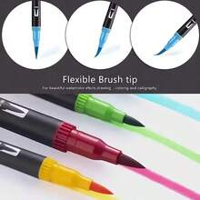 Conjunto de bolígrafos de doble cabeza de 24 colores, secado rápido, conjunto de dibujo profesional, diseño de doble cabeza, cuadrado y circular, todo color, adecuado para dibujos arquitectónicos, dibujos artísticos, diseño de moda, cómics / animación, adecuado para dibujos cómicos, diseñadores, clases de arte, principiantes en pintura, el mejor regalo para Navidad / año nuevo / regreso a la escuela. - Negro - Ver 7
