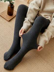 1条加厚保暖内衬紧身裤，简约百搭，配有可调节松紧带 - 彩色 - 查看 6