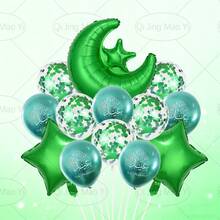 13pcs Eid Mubarak Ramadan Decorations, Including Stars, Moons, Sequins, Lanterns, Suitable For Ramadan Kareem, Eid Al-Fitr, Blessing Ramadan Decorations, Green Ramadan Decor, Surprise Gift For Family - Green - View 2