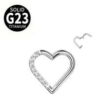 SENLANSP 1 pièce Anneau de nez en forme de cœur en titane 16g G23 et boucle d'oreille pour le cartilage et la tragus pour femmes, bijou de perçage avec décoration sans couture, Valentin, Maman, Mère, Fête des Mères, Cadeau - En forme de coeur - Voir 13