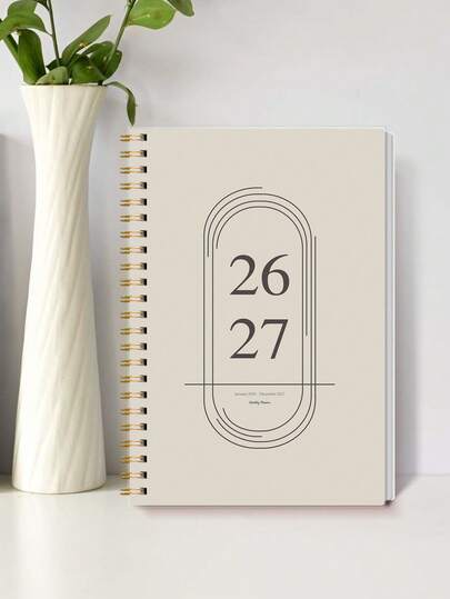 BUBU 1pc 2026-2027 Weekly & Monthly Planner Notebook, Spiral Bound Daily Schedule Academic Appointment Journal, To Boost Productivity, Suitable For Home, School And Office Use, A5 Size, Back To School Supplies