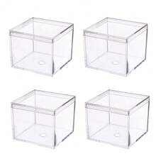 Dedoot Small Acrylic Box With Lid 2.2x2.2x1.3 Inch, 4 Pack Suqare Plastic Box Acrylic Storage Cube Boxes Candy Container For Candy, Jewelry Accessories, Tiny Items,55*55*45mm - 55*55*45毫米 - 查看 1