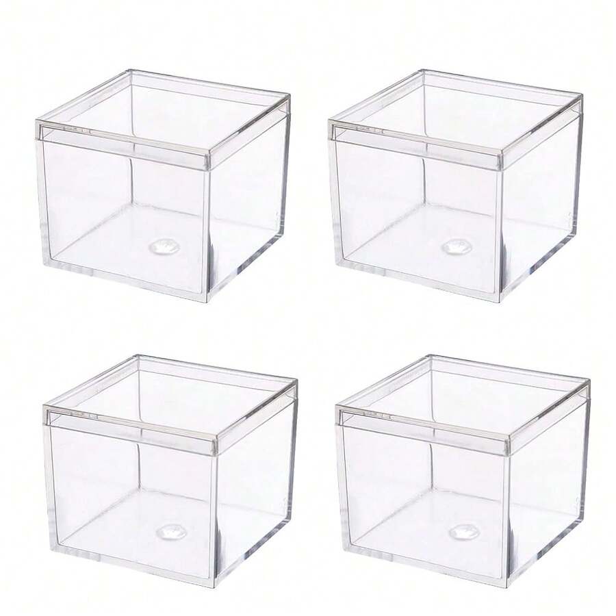 Dedoot Small Acrylic Box With Lid 2.2x2.2x1.3 Inch, 4 Pack Suqare Plastic Box Acrylic Storage Cube Boxes Candy Container For Candy, Jewelry Accessories, Tiny Items,55*55*45mm - 55*55*45毫米 - 查看 1