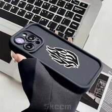 Mode Schwarze Flamme Silikon Handyhülle für iPhone 16 15 14 13 12 11 Pro Max XS XR X 8 7 Plus SE 2020 Stoßfeste Rückabdeckung - kühles Braun - Übersicht 6