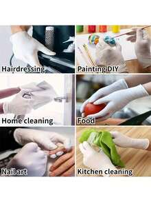 50/100 Pieces Of White Disposable Nitrile Gloves - Latex-Free, Durable, Suitable For Kitchen, Cleaning, Hair Dyeing, And DIY Crafts - White - View 2
