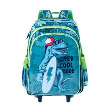 Dinosaur Rolling Backpack Kit For Boys, Complete With Lunchbox And Pencil Case - Ideal Gift - Back To School Kit - Green - View 3