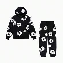 Denim Tears Sweatpants 'The Cotton Wreath'New Item Autumn Winter Hoodie Loose Drop Shoulder Hooded Hot Item Women Sweatshirt Set Men's Autumn Winter Hoodie Loose Drop Shoulder Hooded Women/Men Sweatshirt , With Modern Men Breathable Technology, Loose Urban Functional Wear, High-End Cotton For Urban Street Style, Loose Silhouette Gender-Neutral Design, Mixed-Color Cotton For Low-Profile, Preferred Choice For Cafes And Hiking.Hoodie Set - Đen và trắng - Xem 12