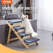 Wood Pet Stairs/Pet Steps 2-In-1 Foldable Wooden Dog Stair For Beds Sofa And Cars Dog Stairs And Ramp With 4 Steps For Small Medium Large Pet Up To 150 Lbs - 4步 - 查看 2