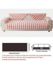 1 件蓬松布艺沙发套，温暖冬季毛绒宠物友好型防滑沙发保护套，适用于卧室、办公室、客厅家具装饰 - 粉色 - 查看 16