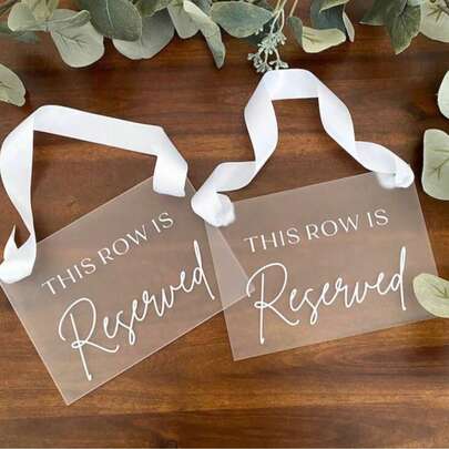 1pc This Row Is Reserved Sign For Wedding Ceremony, This Seat Is Reserved Sign, Reserved Row Acrylic Sign For Chair, Acrylic Reserved Seat Sign