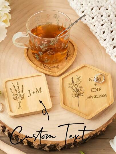 1 pieza Posavasos tallado personalizado, Posavasos de té, Tabla personalizable para galletas de té. Regalo personalizado para aniversario de pareja, boda, regalo de inauguración de casa, posavasos de boda, regalo familiar, posavasos tallado, regalo ideal personalizado para ella, él, mamá, papá, mejor amigo, novia, novio, abuelos, hermana, hermano, regalo para niña o niño, sencillo, vintage, romántico, regalo del Día de San Valentín