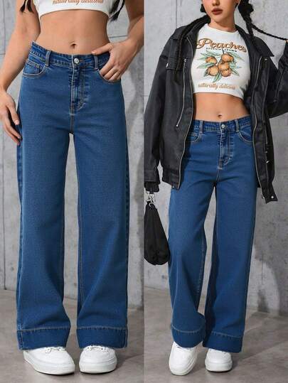 Pantalones Vaqueros Anchos para Mujer - Estilo Retro, Moda Urbana y Versátil