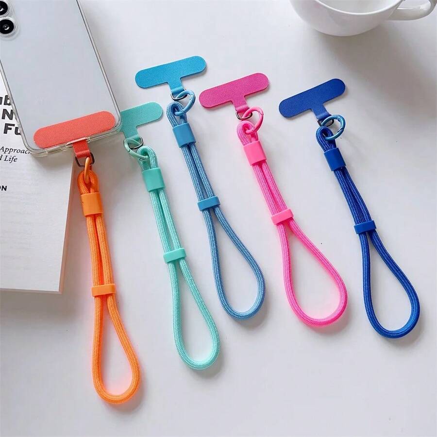 1 Peça Cordão Ajustável Multicolorido de Nylon, Durável e na Moda, Cordão Curto para Capa de Celular, Acessório Anti-Perda para Celular - Cabo curto ajustável - Visão 1
