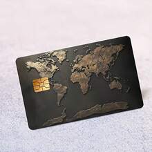 复古欧洲青铜世界地图信用卡贴纸，适用于EBT卡、交通卡、钥匙卡、信用卡、借记卡、银行卡保护，无气泡，高品质，专为小型卡片设计