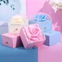 1-Piece Valentine's Day Jewelry Box Single-Layer Soap Flower Ring, Earring, Pendant Necklace Box Engagement Proposal Pendant Bracelet Jewelry Box Empty Box Birthday Gift Mother's Day Graduation Season Gift Jewelry Box Set - Multicolor - View 1