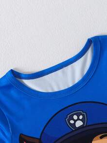 Paw Patrol 两件套汪汪队立大功男童套装，儿童睡衣家居服，可爱卡通狗狗印花蓝色长袖T恤和裤子，适合日常休闲、圣诞礼物、秋冬季穿着。 - 藍色 - 查看 3