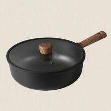 1 Juego de Utensilios de Cocina Antiadherentes de Alta Calidad en Negro, que incluye Sartén, Olla para Sopa, Sartén Plana, Apto para Cocina de Inducción y Compatible con Todas las Estufas