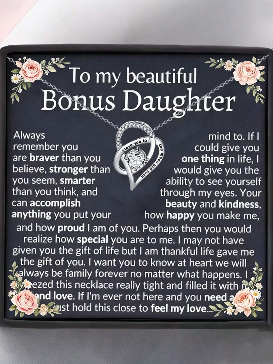 Bonus Daughter Gift, To My Bonus Daughter, Step Daughter Gifts From Stepmom, Bonus Daughter Birthday Necklace, Stepdaughter Christmas Gift. - Necklace - View 1