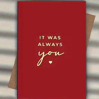 1pc Unique & Elegant Red Greeting Card With Gold Foil "Forever Yours" Text - Perfect For Valentine's Day, Birthday, Anniversary, Wedding - Ideal Gift For Wife, Husband, Girlfriend Or Boyfriend. High Quality (12x17cm/4.72x6.7in).