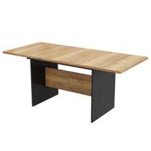 Extendable Dining Table 140/180*80cm, Suitable For 4-6 People, Wood Grain Rectangular Dining Table, Natural, Extendable Dining Table In Minimalist Style - Black + Dark Walnut - View 5