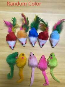 51pcs New Set Combination 4/6/10-Piece Soft Plush Mouse Cat Toy - Interactive Entertainment And Exercise, Suitable For All Ages, Lightweight, Multiple Colors And Styles, With Red Nose And Tail, Indoor Cat Toy