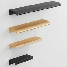 5个铝合金隐形拉手，免钻孔橱柜抽屉柜极简弧形拉手，哑光隐藏式现代简约家具门把手 - 彩色 - 查看 7