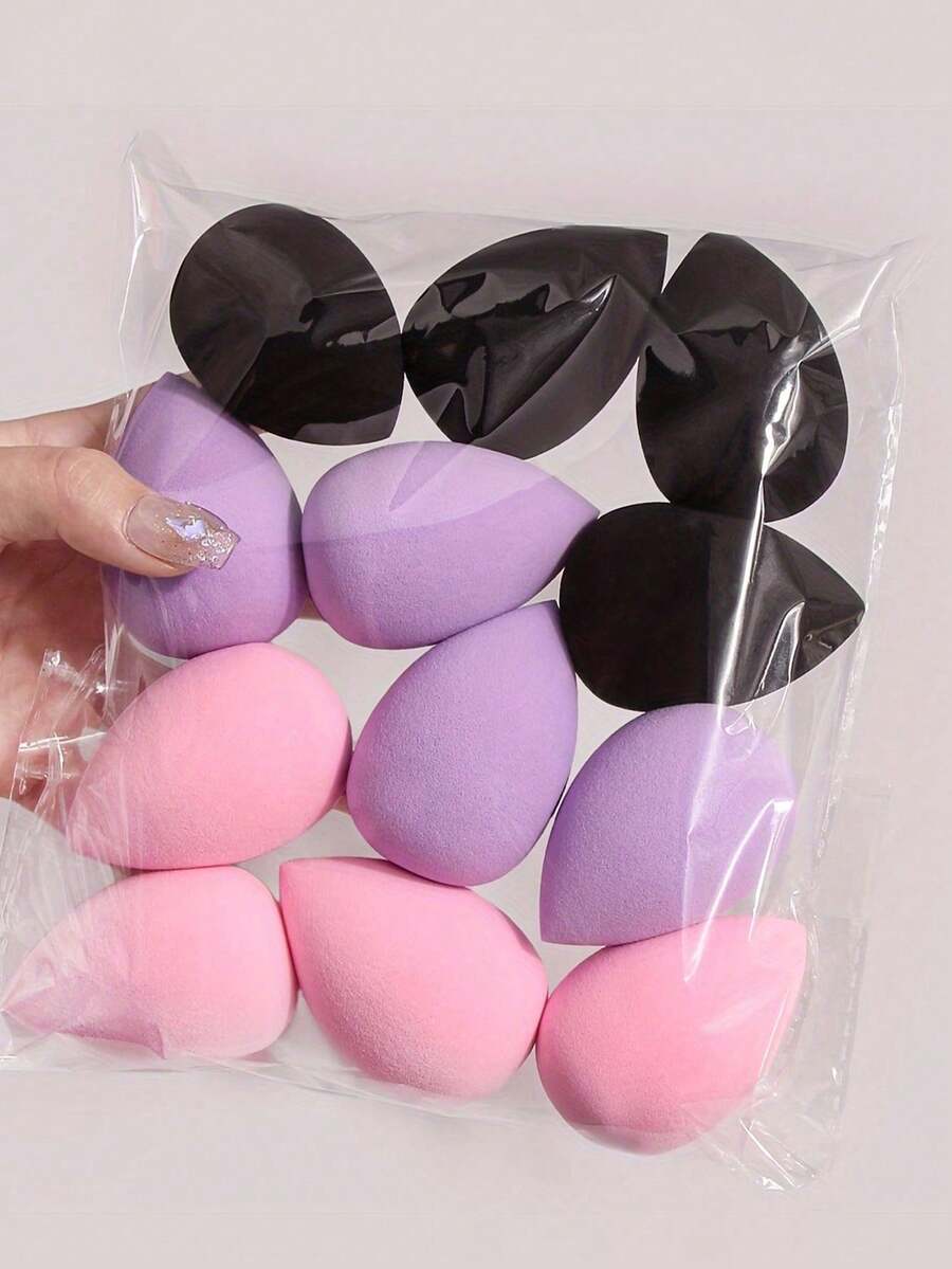 【12个装吸水化妆海绵】12个不含乳胶、吸水聚氨酯化妆海绵 - 适用于液体、膏状和粉状粉底 - 多种颜色可选 - 彩色 - 查看 1