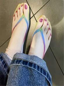 1/4 Pair 3D Flip Flop Socks, Funny & Unique Unisex Ankle Socks, Women Knee High Socks - Multicolor - View 2