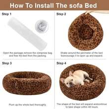 Dog Calming Beds For Small Medium Large Dogs - Round Donut Washable Puppy Dog Bed, Anti-Slip Faux Fur Fluffy Donut Cuddle Anxiety Cat Pet Bed (32" Leopard Print) - MàuF - Xem 5