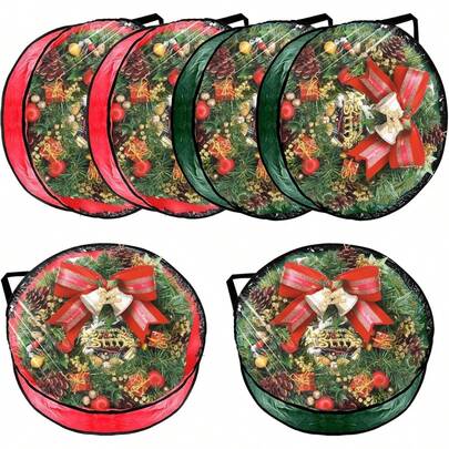 Clear Wreath Storage Bag, Christmas Wreath Storage Container, PVC+PE Wreath Protector With Handle For Xmas Holiday Seasonal Wreath Garland