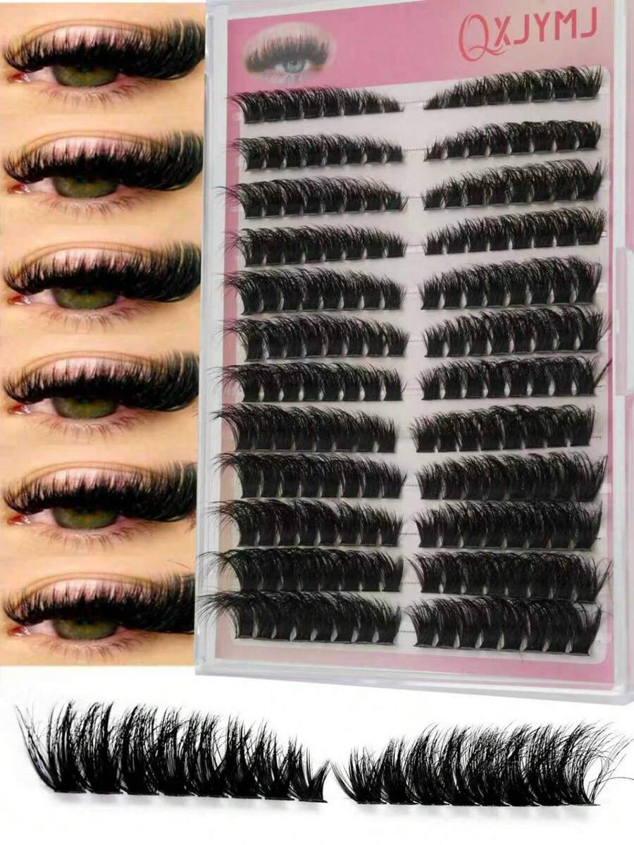 192pcs Fluffy D-Curl Fanned Individual Lashes, Cat Eye Style, Reusable, Suitable For Beginners, Daily Life, Party, Travel, Music Festival - D - View 1