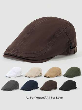 纯色双面报童帽，男女休闲贝雷帽