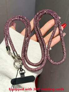 Cordón para teléfono de lujo con cristales y rhinestones para el Día de San Valentín 2026, viene con un pequeño tapete de regalo, adecuado como accesorio de teléfono para el Día de la Madre, reuniones familiares, cumpleaños de amigos, festivales, etc. Esta cadena para colgar el teléfono está diseñada para ser duradera y no romperse fácilmente. (Debido a las diferencias en el ángulo de disparo y la iluminación, puede haber ligeras diferencias de color. Prevalecerá el producto real.) - Negro - Ver 4