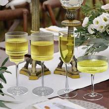 AGH 12 Pack Plastic Ribbed Wine Glasses 12oz Plastic Square Wine Glasses With Stem Perfect For Wine Tasting, Weddings, Anniversaries, Christmas, Birthday Gifts - 透明-A - 查看 2
