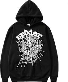 Graphic Hoodie Spider Print Drawstring Pullover Autumn Y2K Long Sleeve Sweatshirt Streetwear - 黑色 - 查看 2
