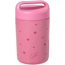 Paris - Tarro de acero inoxidable, doble pared sellado aspiradora, recipiente de almacenamiento de alimentos con tapa de asa de transporte, 24 onzas, color rosa con diseño de lazo(Rosado 16-Oz) - Multicolor - Ver 1