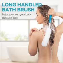 1pc Body Back Bath Brush, Curve Long Handle Mesh Bag Sponge Rubbing Back Shower Brush, Replaceable Scrubbing Brush,Exfoliating Skin And A Soft Scrub Back Brush,Length Is 15.35 Inch/39cm